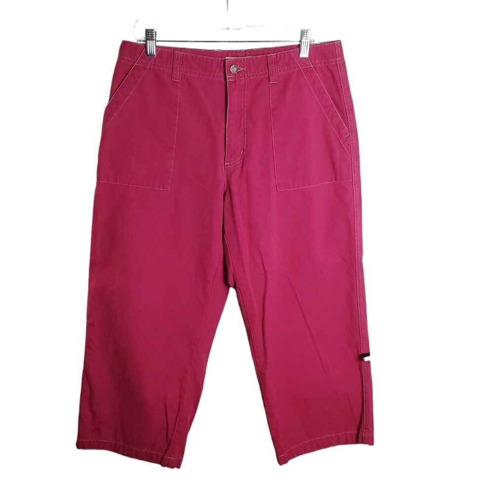 Royal Robbins Canvas Skimmer Capri Pants Womens 12 Magenta Pink Outdoor Contrast